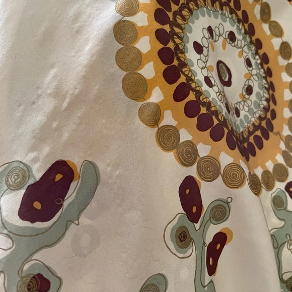 Hanii Y 100% Silk Mini Dress Abstract Floral Short Puff Sleeve Size 40 - Picture 11 of 15